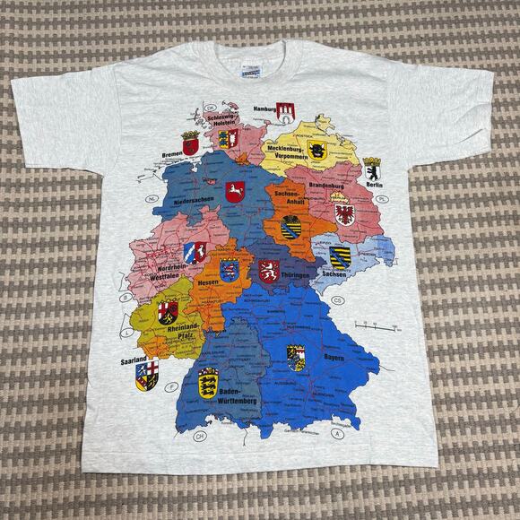 Screen Stars Other - Vintage 90s Screen Stars Germany Map Souvenir‎ T-Shirt Sz M Single Stitch